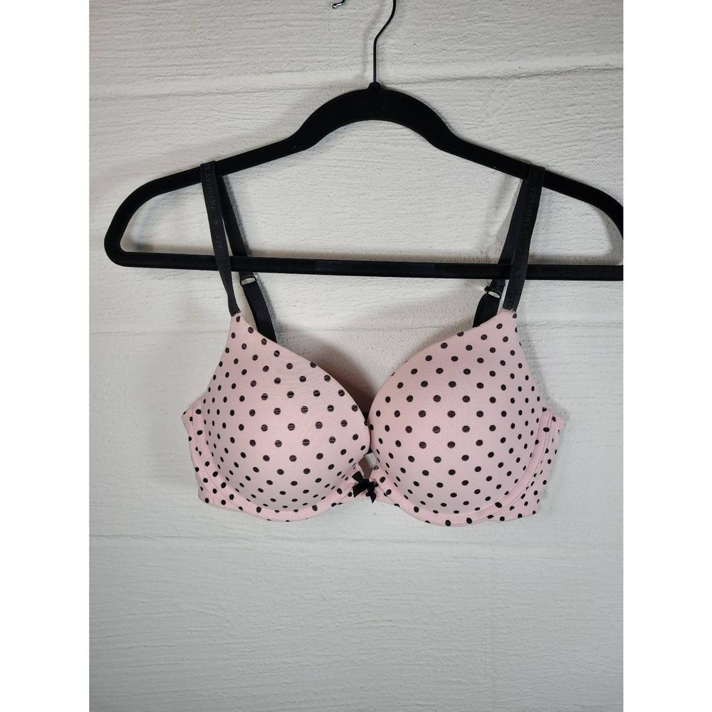 Victoria’s Secret Women’s Polka Plunge Full Cup Push Up Bra Pink Black Size 36C